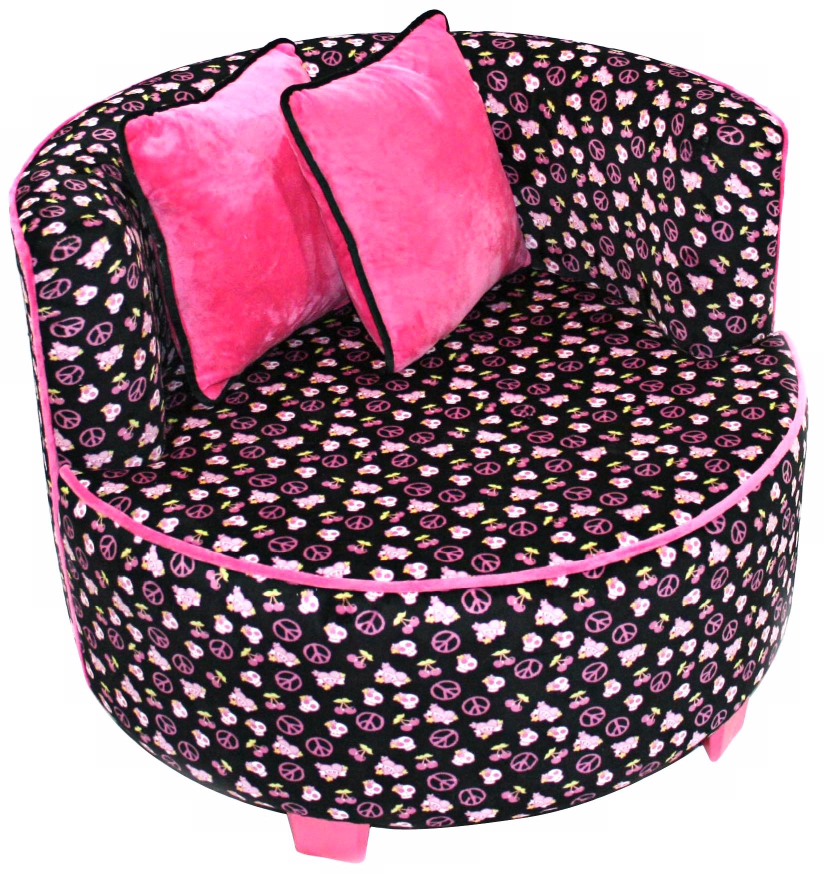Tween Minky Black Skull Redondo Chair
