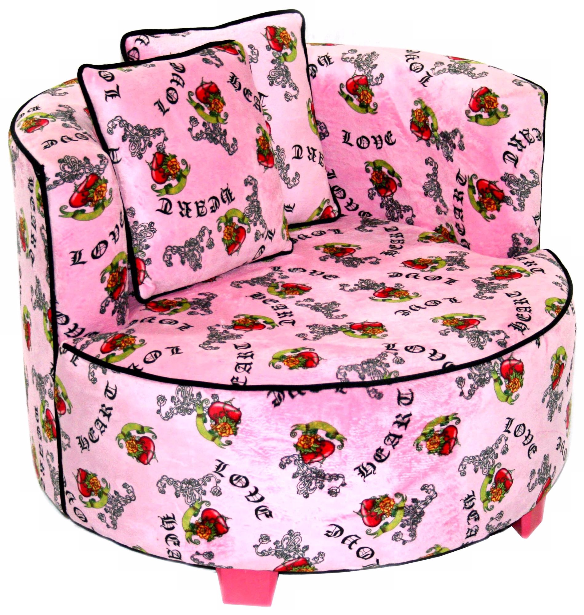 Tween Minky Pink Heart Tattoo Redondo Chair