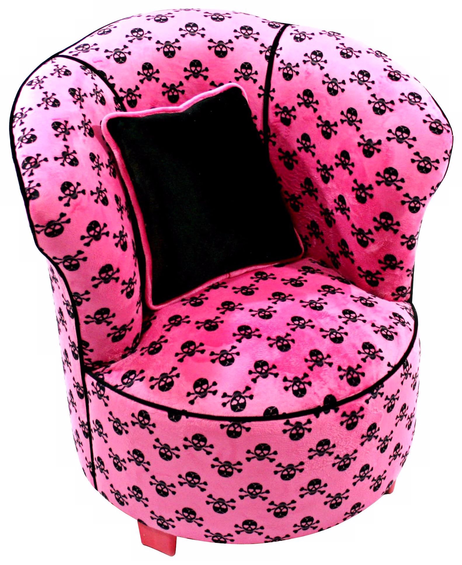 Tween Child Minky Hot Pink Skull Tulip Chair