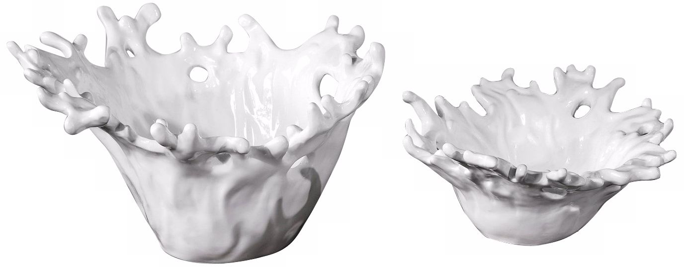 Uttermost Set of 2 Gloss White Coral Bowls