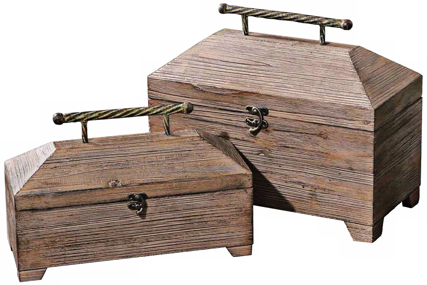 Set of 2 Uttermost Tadao Natural Wood Decorative Boxes