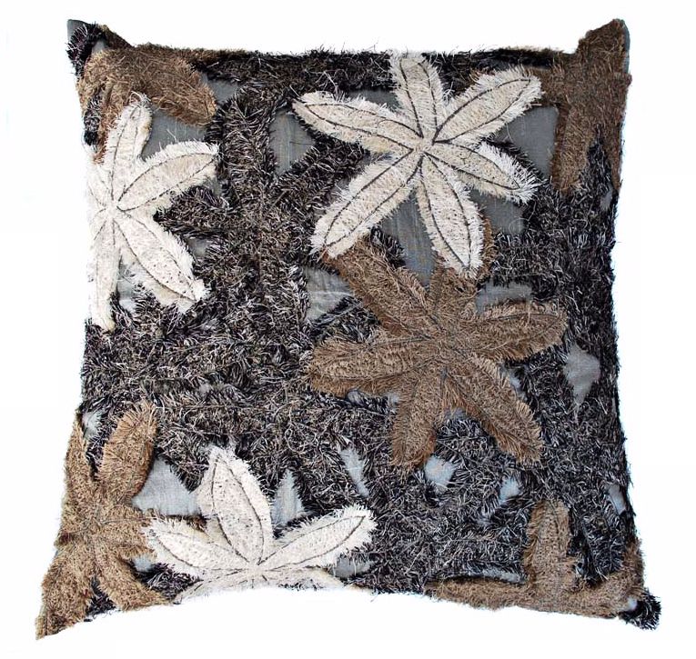 Reef Black 22" Square Hand-Made Accent Pillow