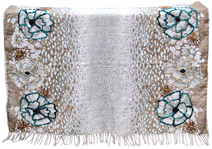 Jenne Blue Decorative Wool Throw Blanket