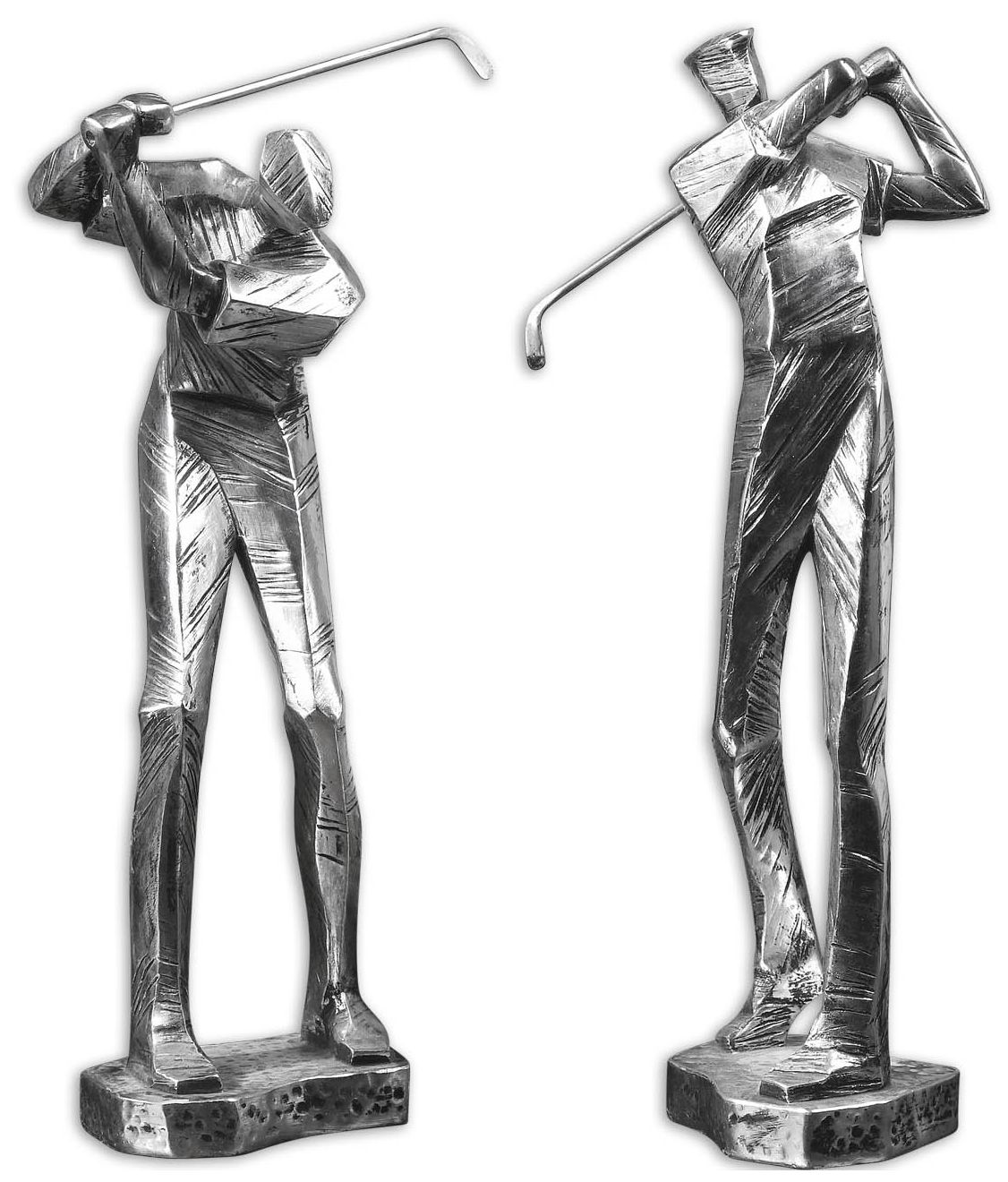 Set of 2 Uttermost Practice Shot Golfer Sculptures