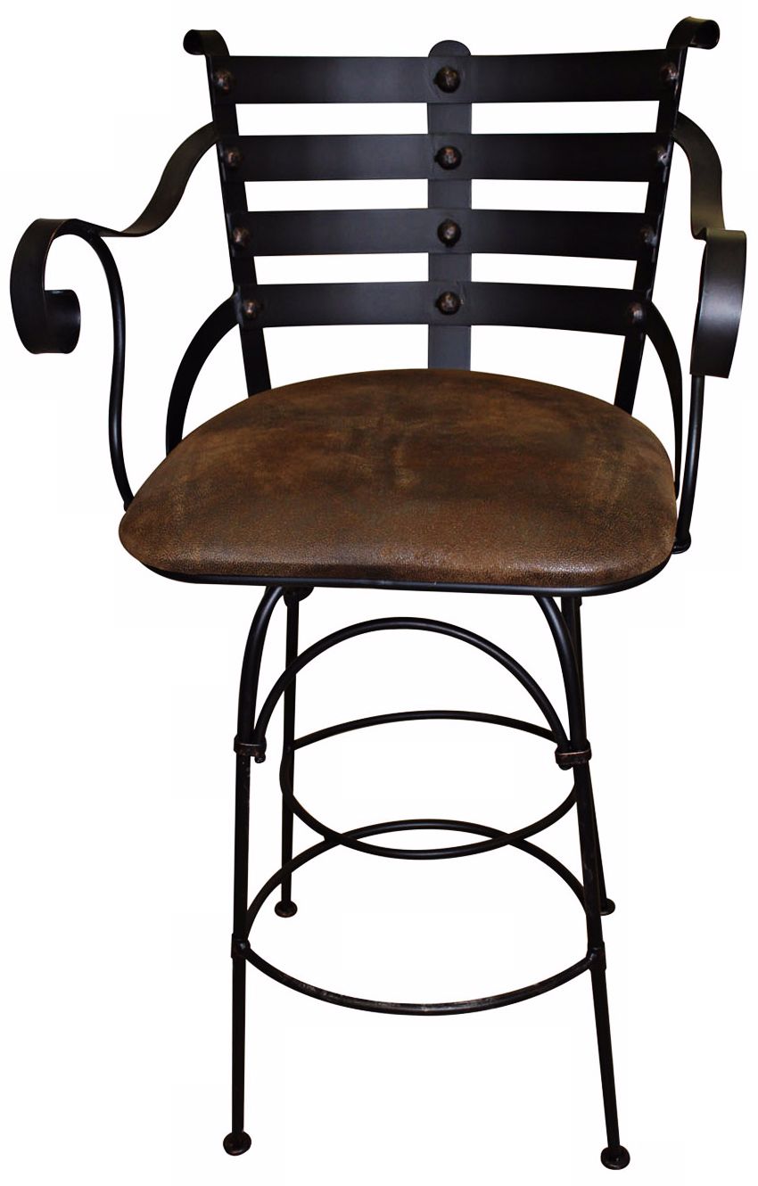 Iron Back Swivel Bar Stool with Arms