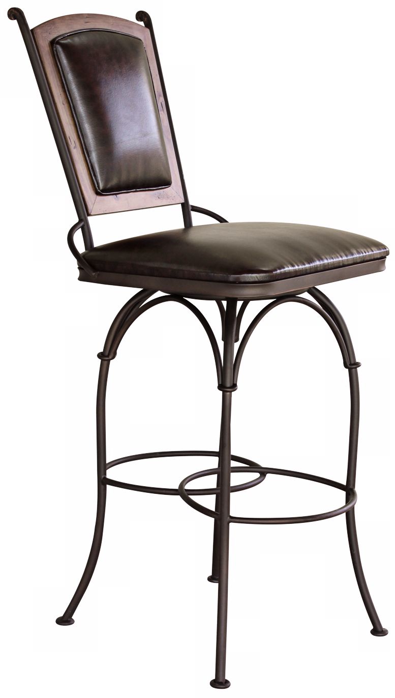 Burgundy Leather Swivel Bar Stool