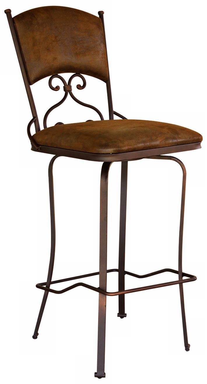 Brown Microfiber Swivel Bar Stool