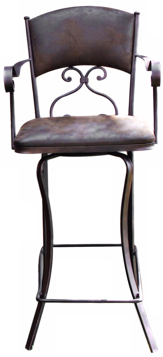 Brown Microfiber Swivel Bar Stool with Arms