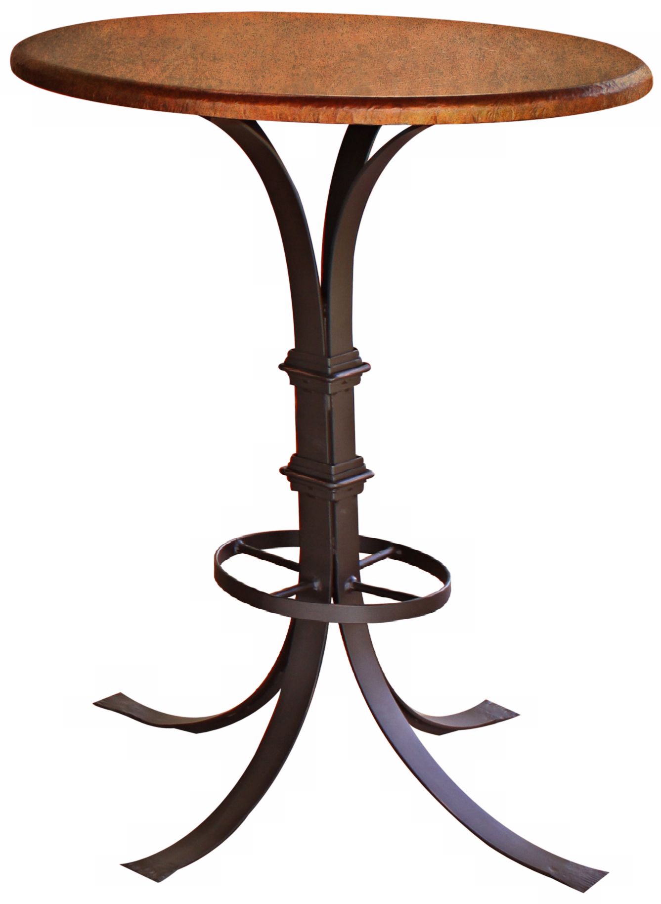 Valencia Pedestal Base Wrought Iron Copper Bistro Table