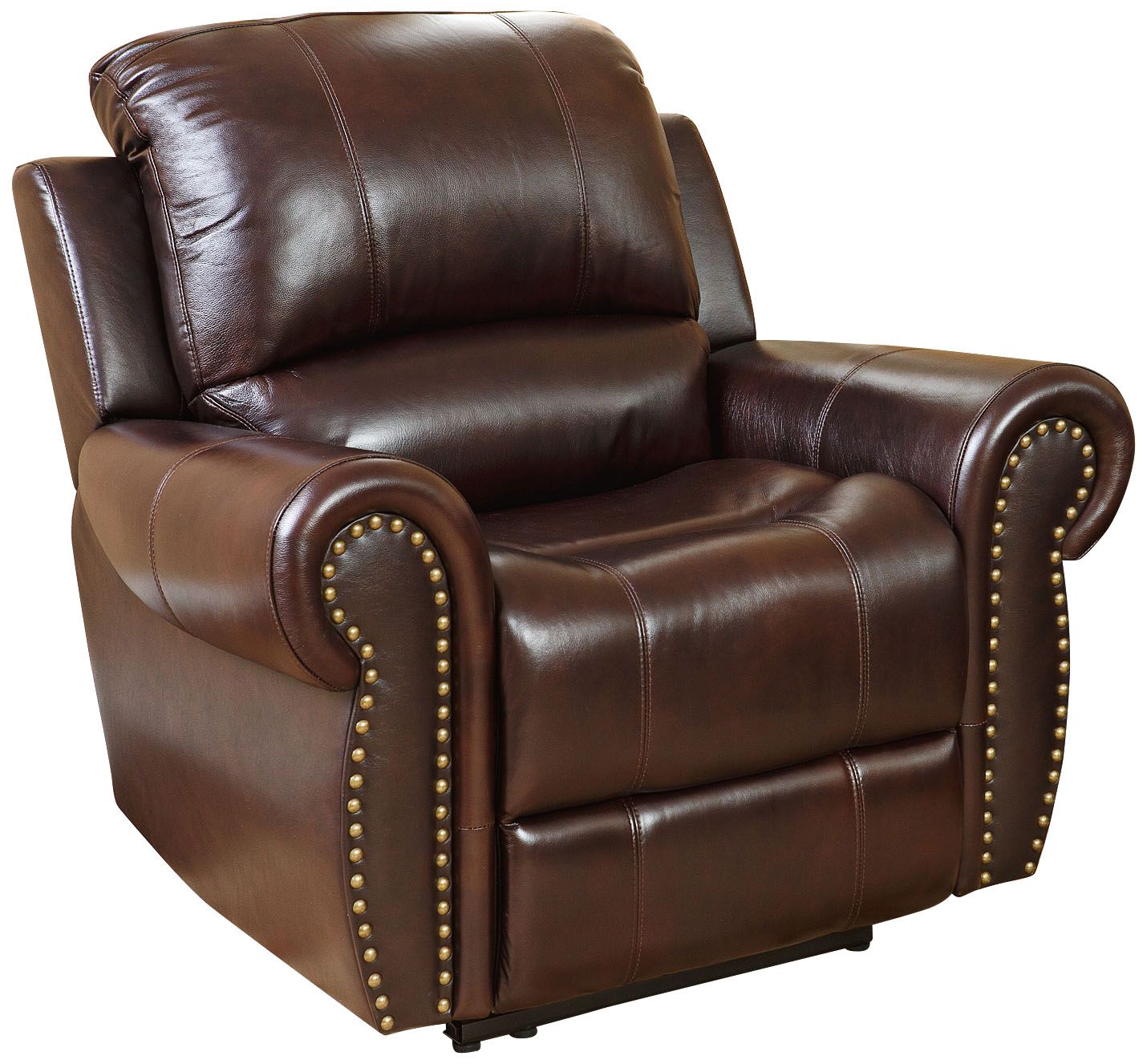 Manhattan Top-Grain Burgundy Leather Recliner