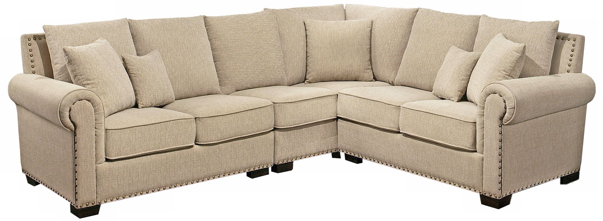 Luxe Cream Fabric 3-Piece Sectional Sofa
