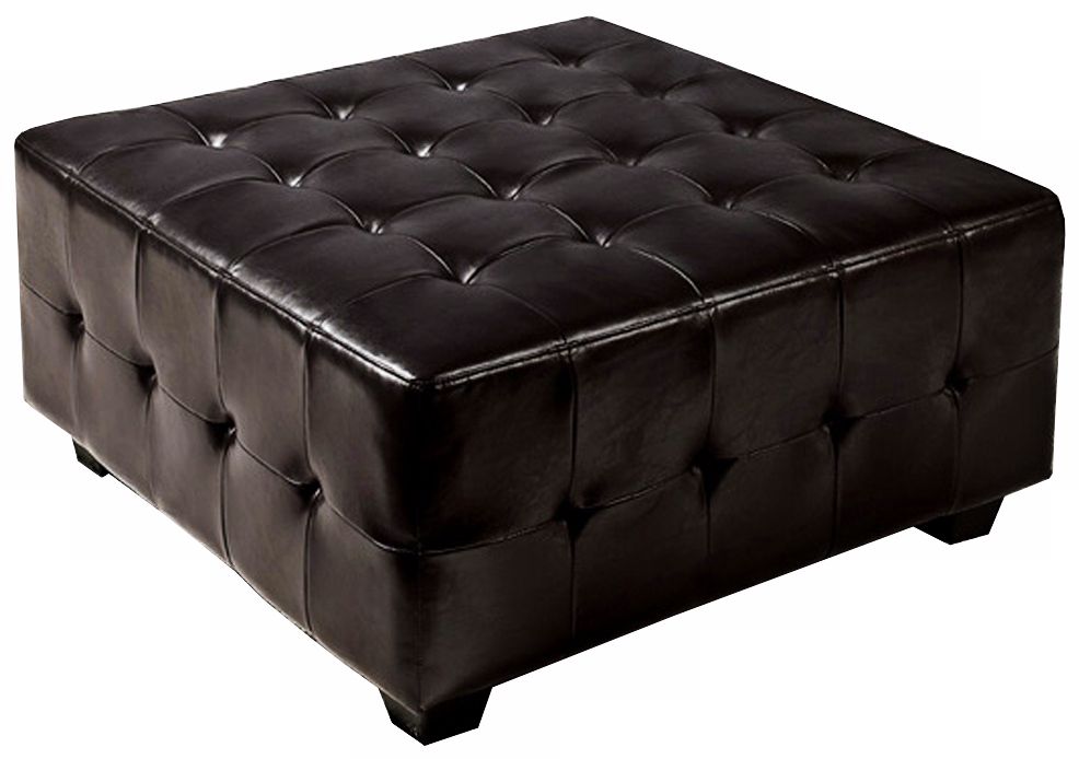 Cayman Espresso Bonded Leather Square Ottoman