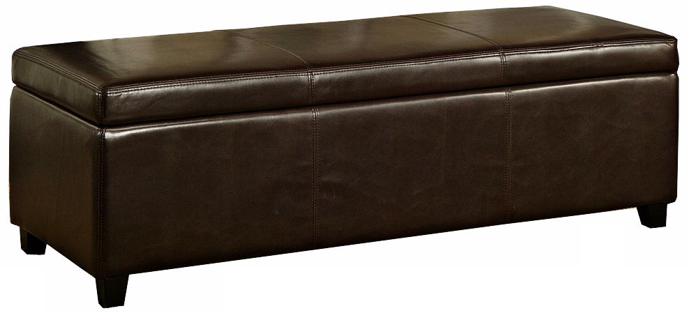 Sunset Dark Brown Bonded Leather Storage  Ottoman