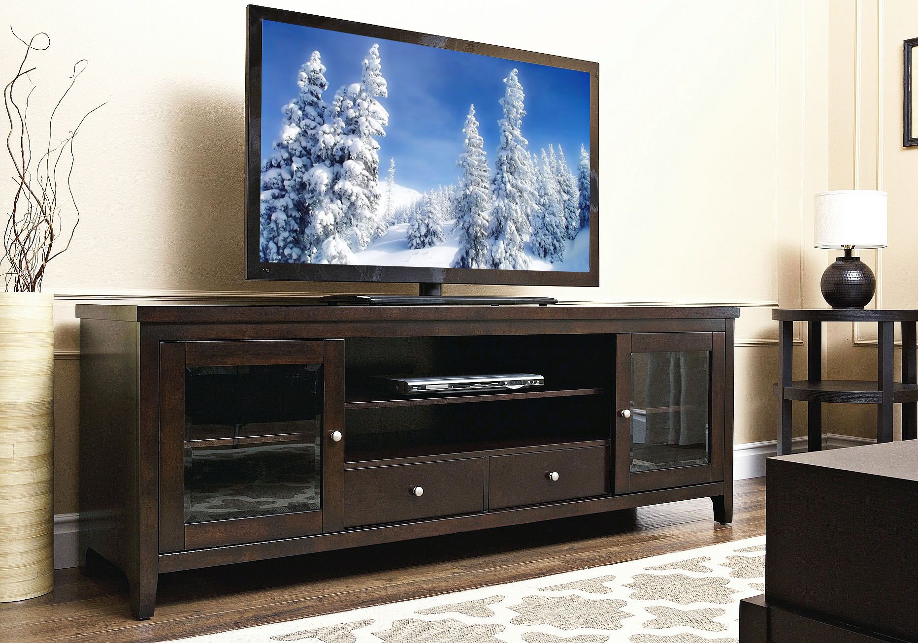 Arlington Espresso Solid Oak TV Stand