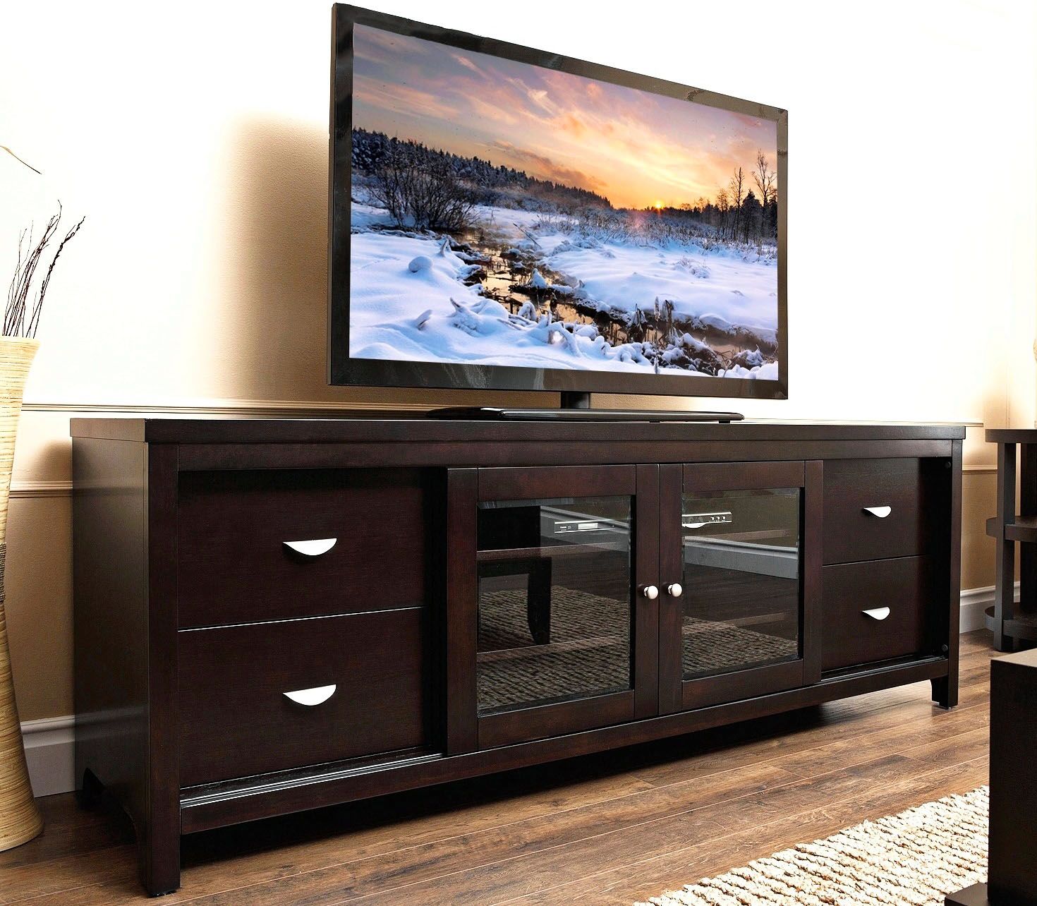 Weston Espresso Solid Oak TV Stand