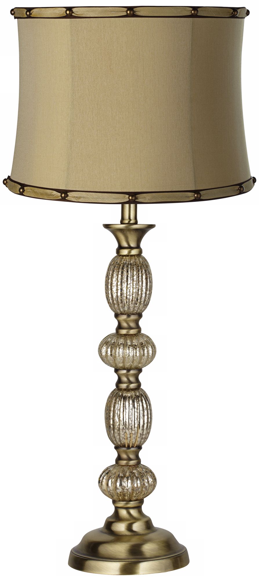 Bronze Nail Head Shade Mercury Glass Table Lamp