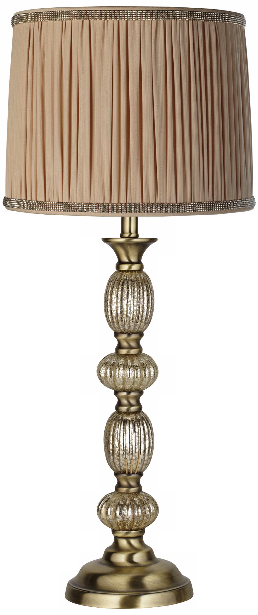 Pleated Peach Shade Mercury Glass Table Lamp