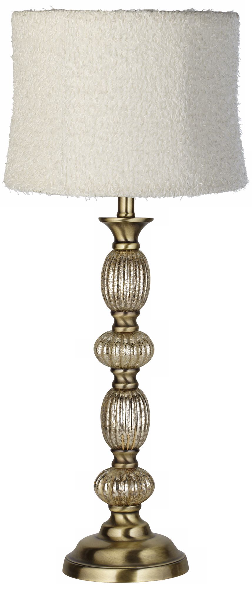 Coral White Shag Shade Mercury Glass Table Lamp