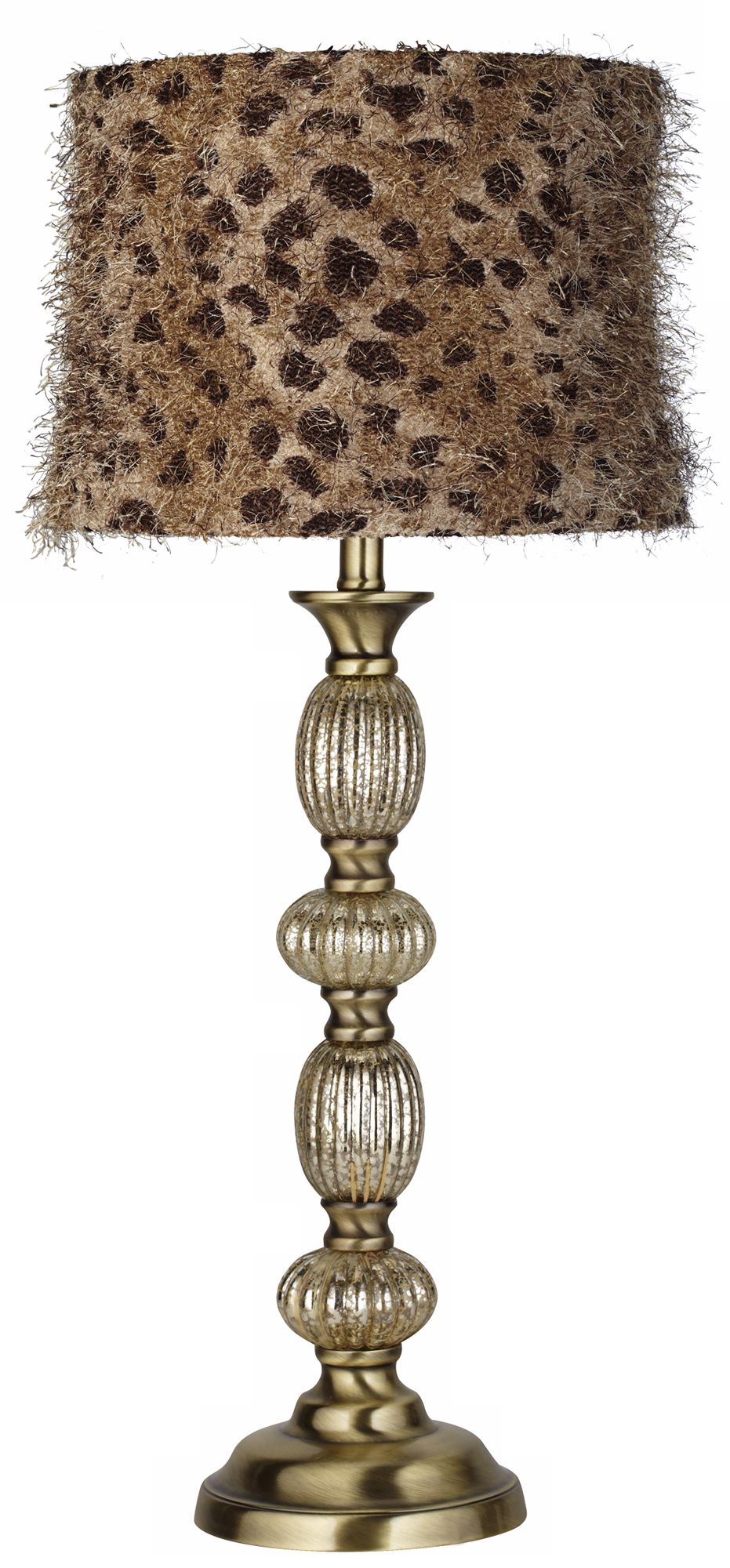 Leopard Shag Mercury Glass Table Lamp