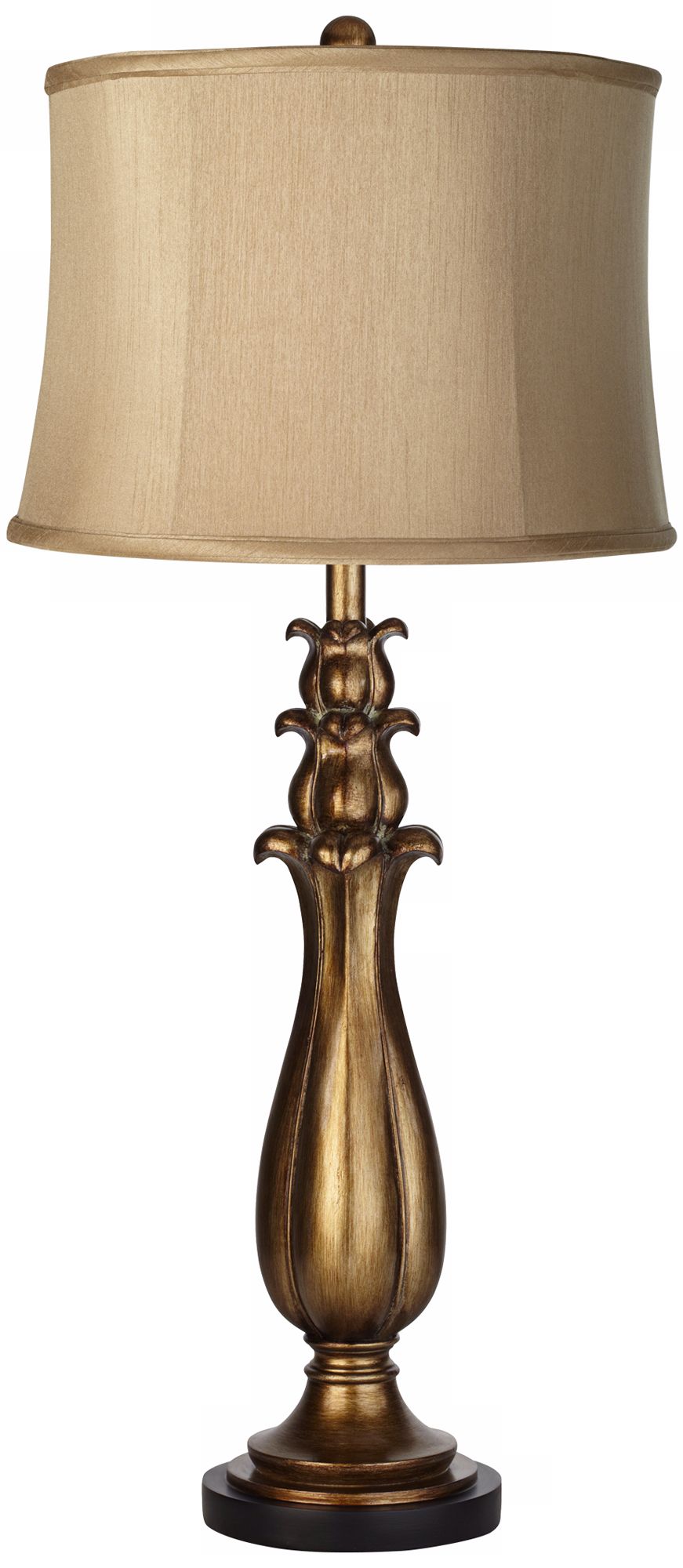 Sand Pattern Shade Gold Tulip Table Lamp