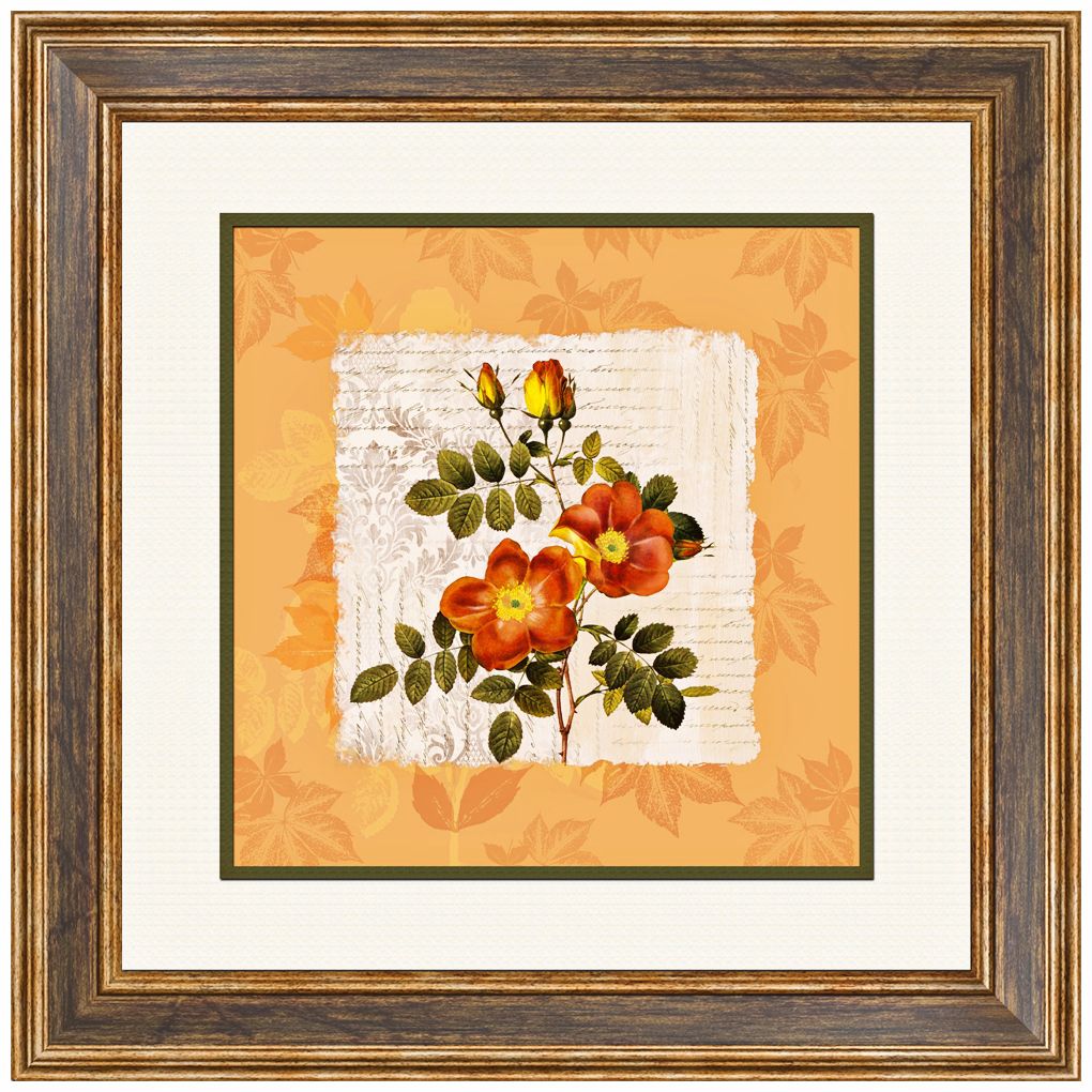 Orange Floral II 20 1/2" Square Framed Wall Art