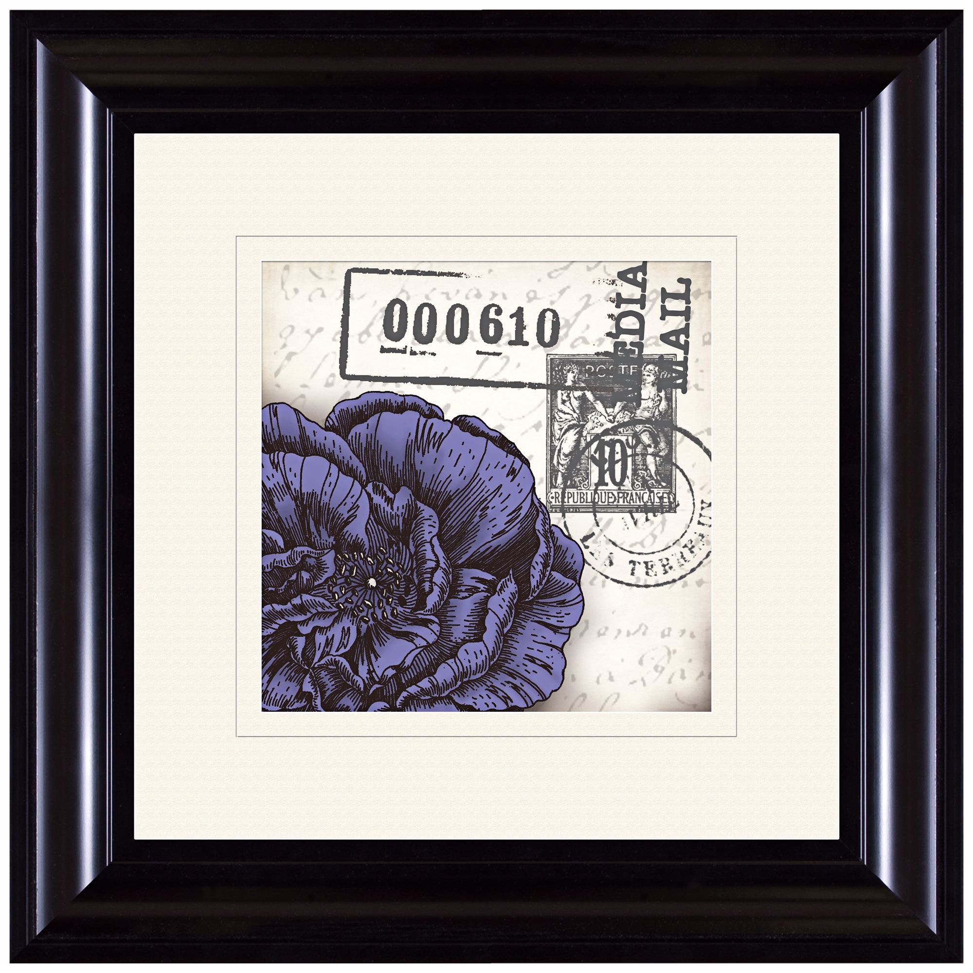 Purple Postage II 15 1/4" Square Framed Flower Wall Art