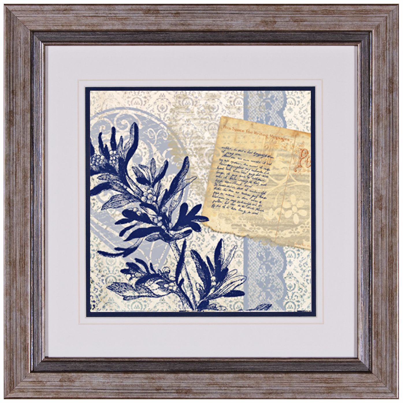 Postcard Bleu II 17" Square Framed Wall Art