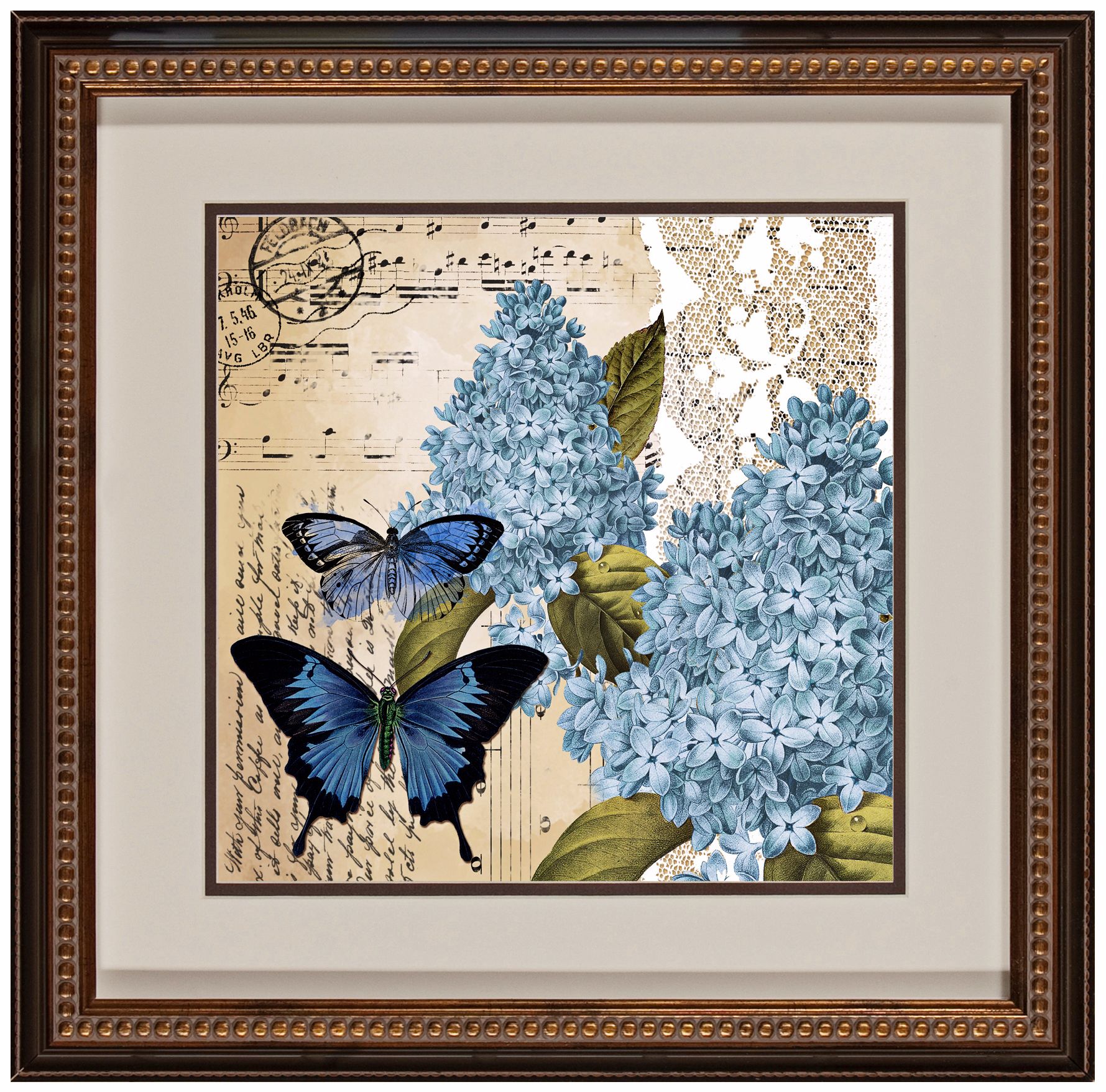 Botanical Butterflies I 18 1/2" Square Framed Wall Art