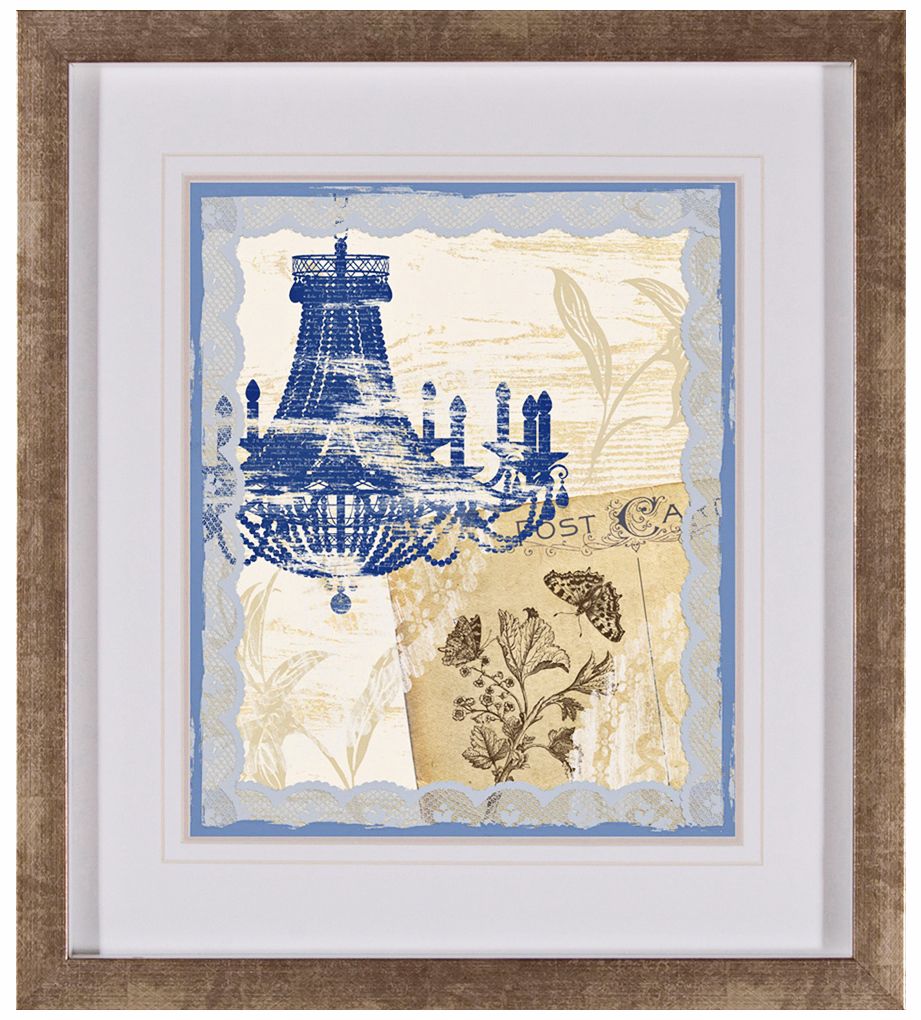Blue Chandelier II 17 1/4" High Framed Wall Art
