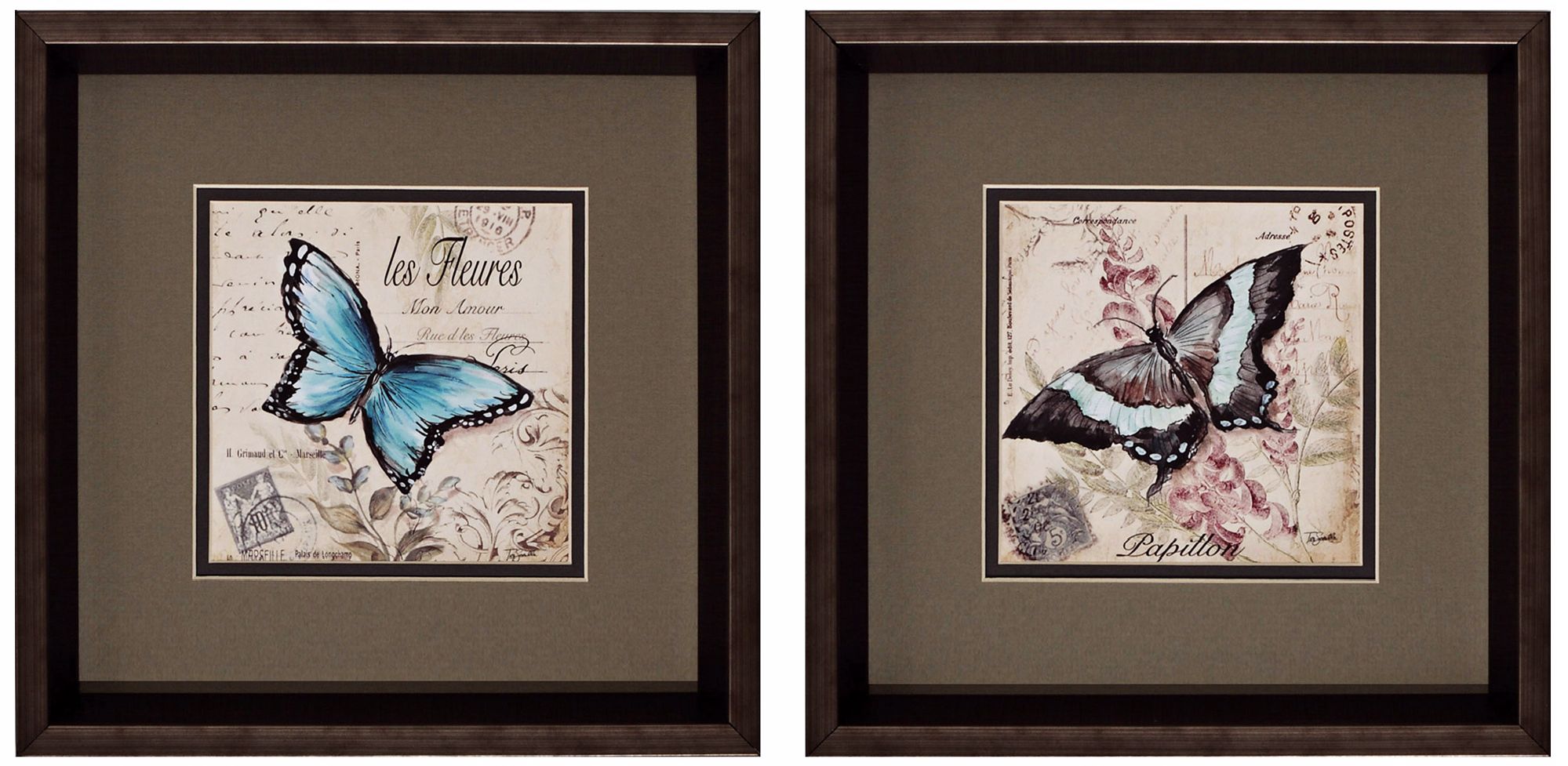 Set of 2 Garden Butterflies Wall Art Prints