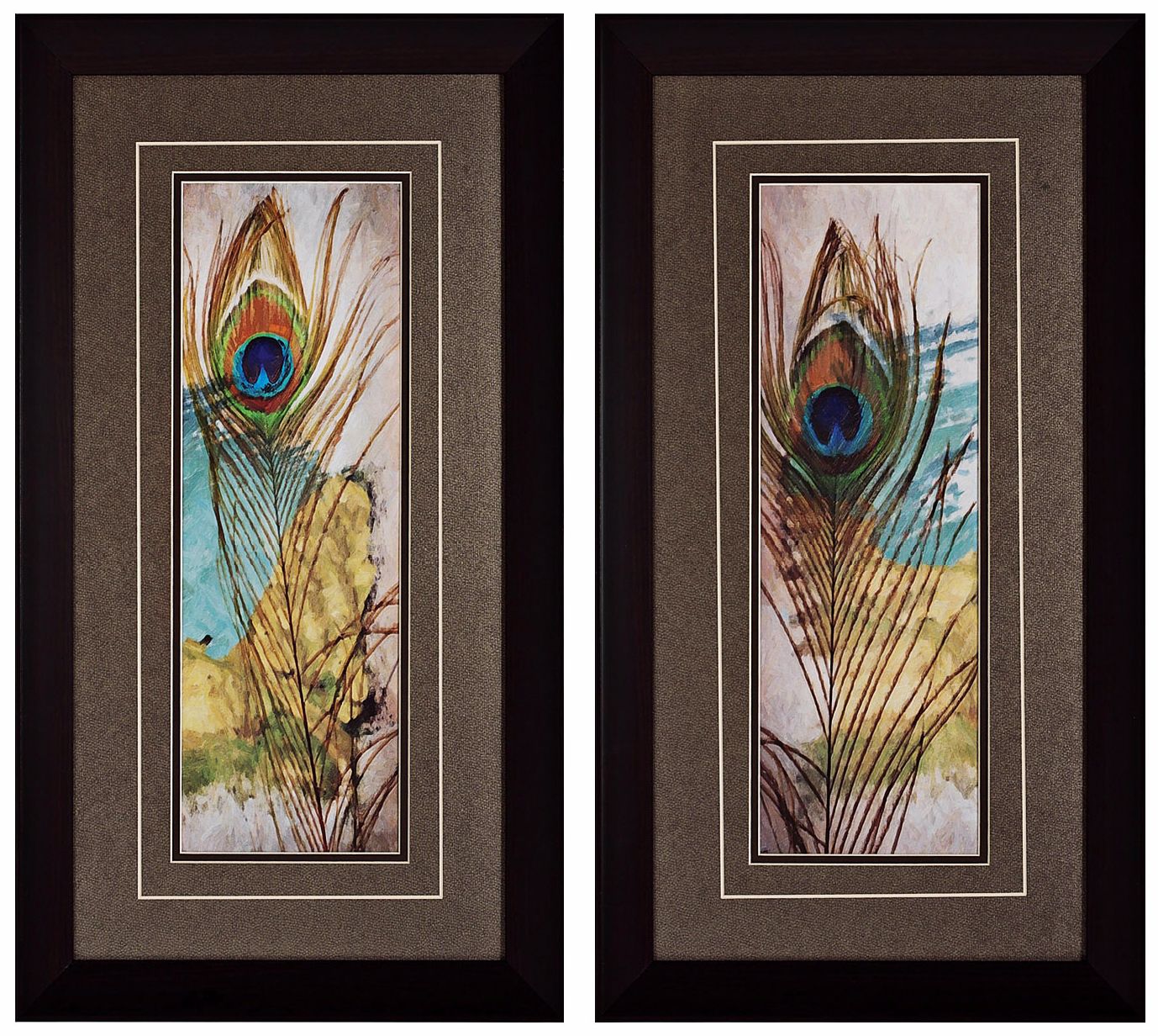 Feather I and II 27" High Framed Bird Wall Art Set of 2