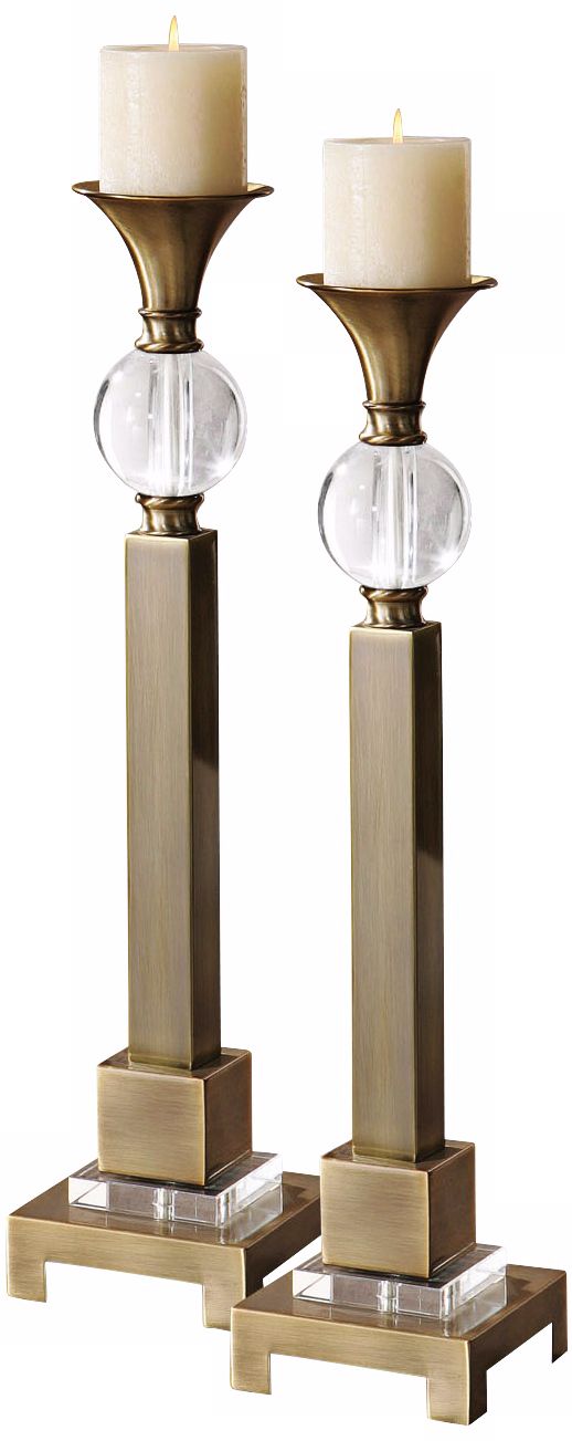 Set of 2 Uttermost Euron Metal and Crystal Candle Holders