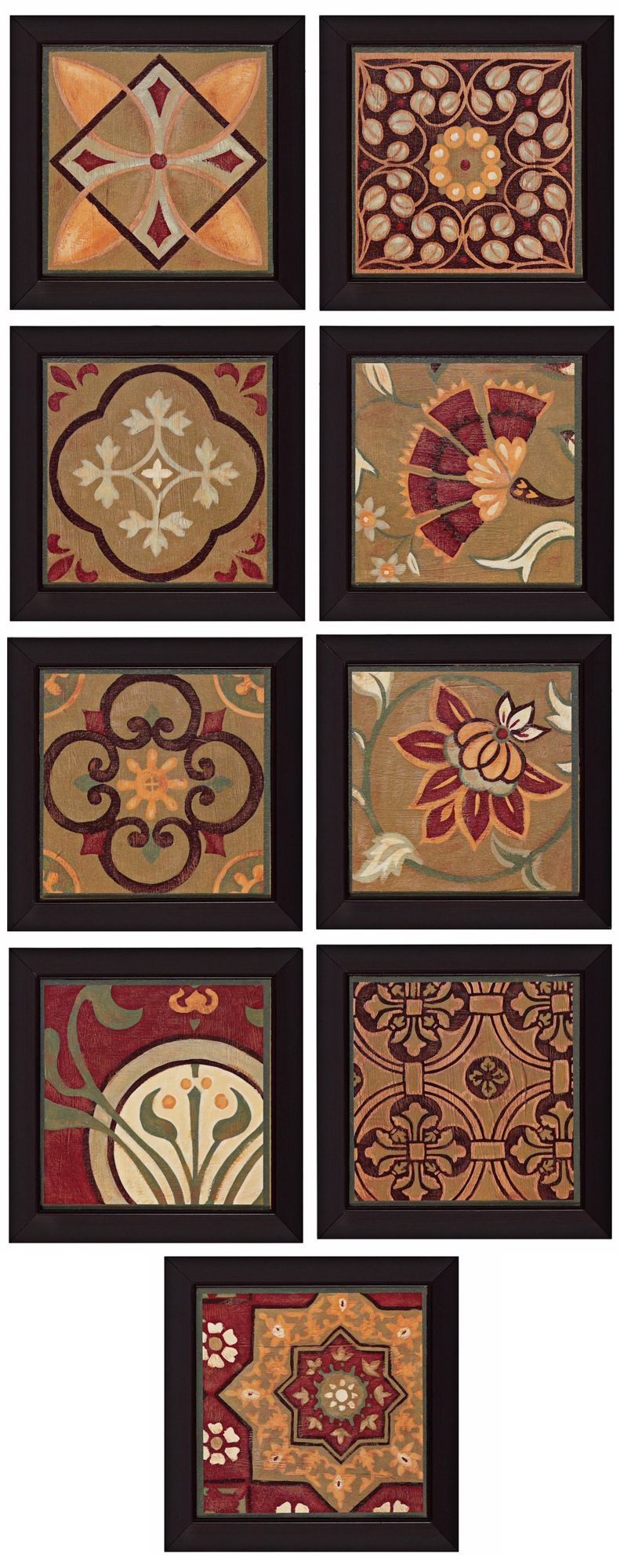 Set of 9 Patchwork 10" Square Pattern Wall Art