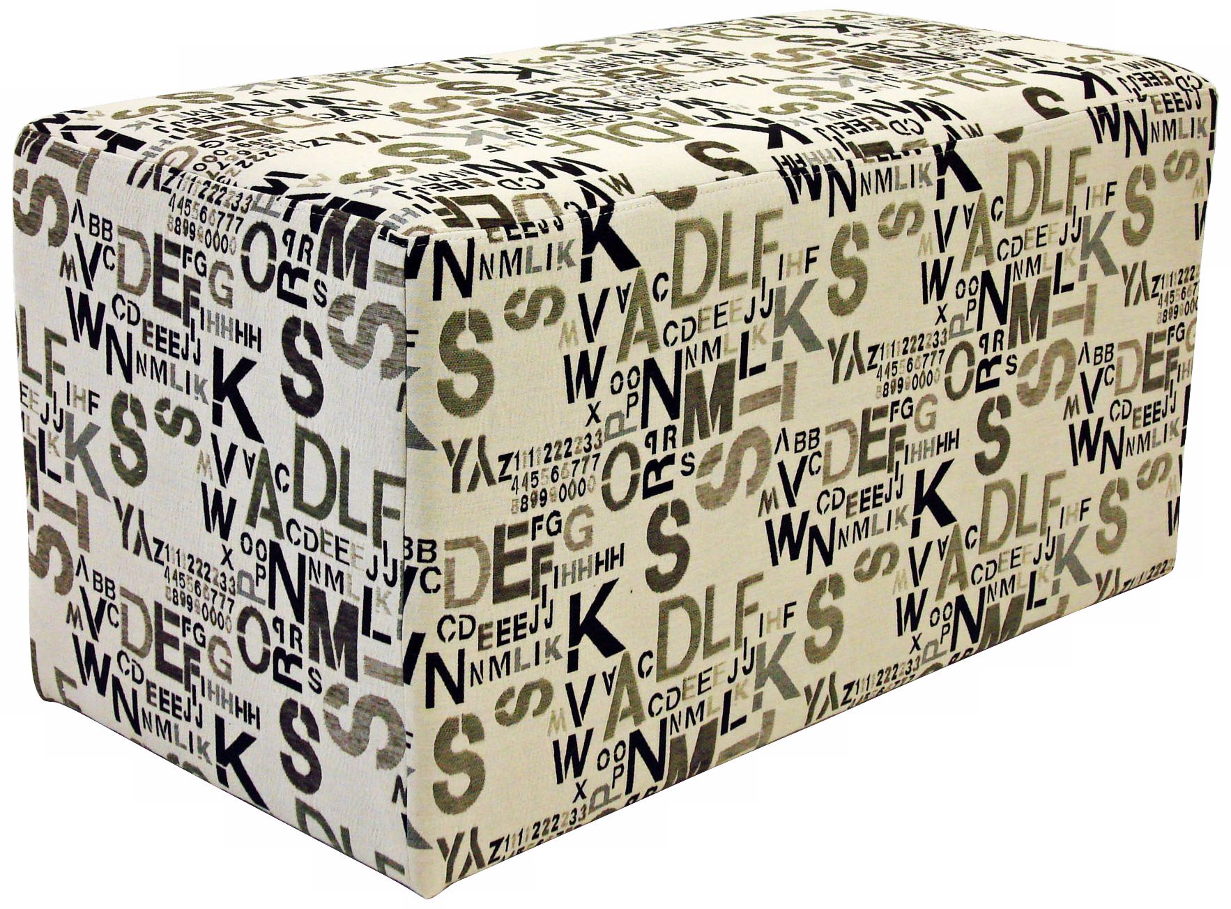 Alphabet Cream Fabric Rectangle Ottoman