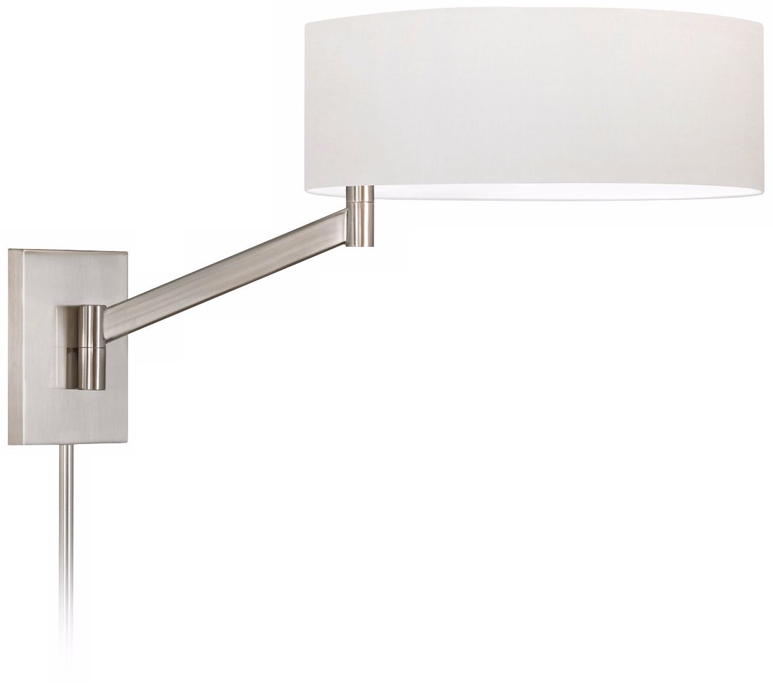 Sonneman Perch Plug-In Satin Nickel Swing Arm Wall Lamp