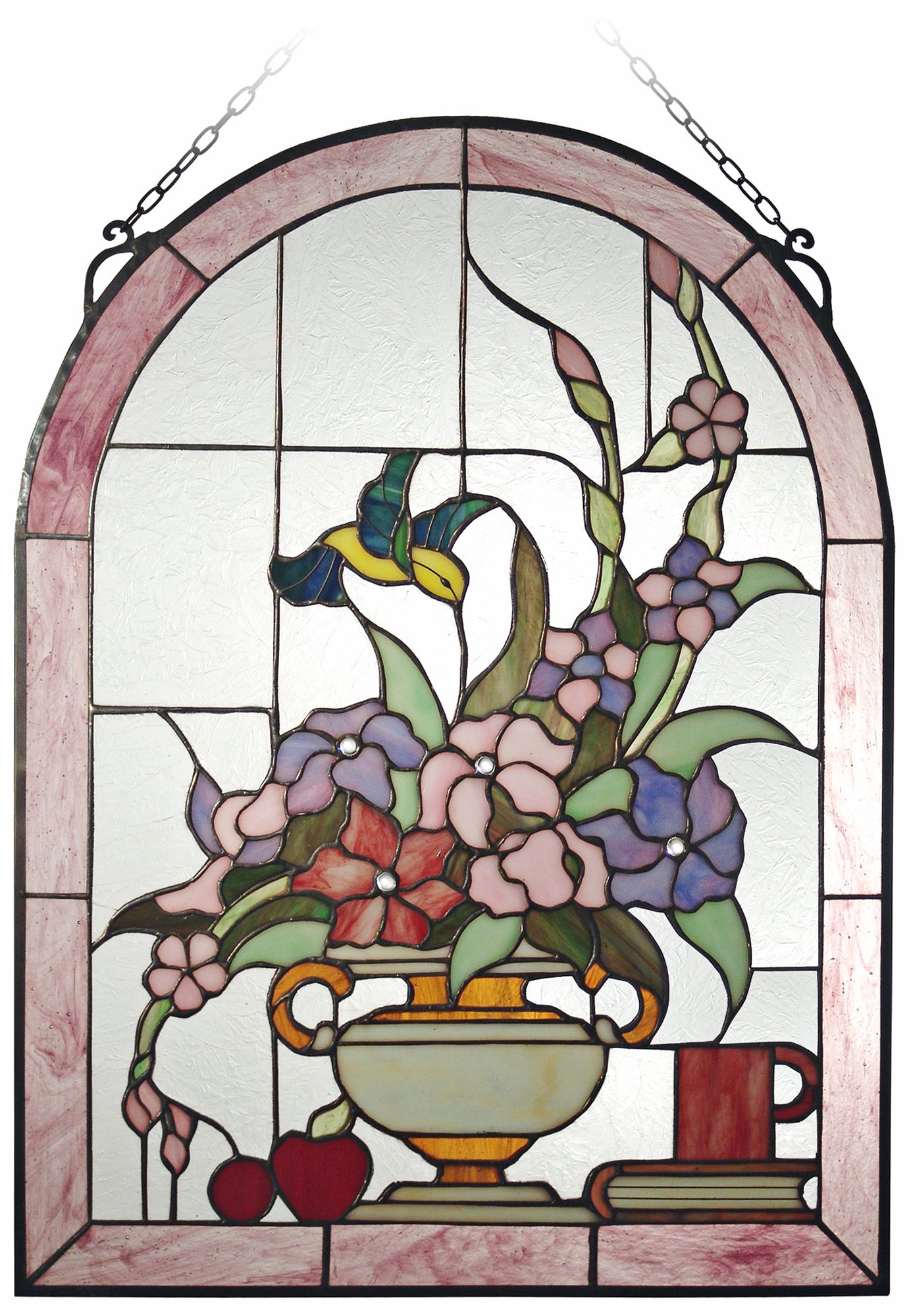 Dale Tiffany Hummingbird 24" High Art Glass Window Panel