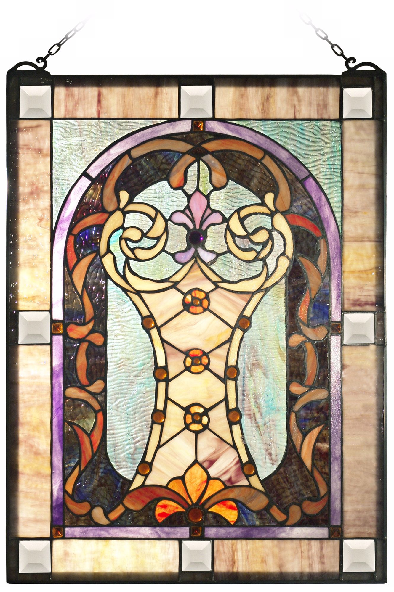 Dale Tiffany Scarberry Art Glass Window Panel