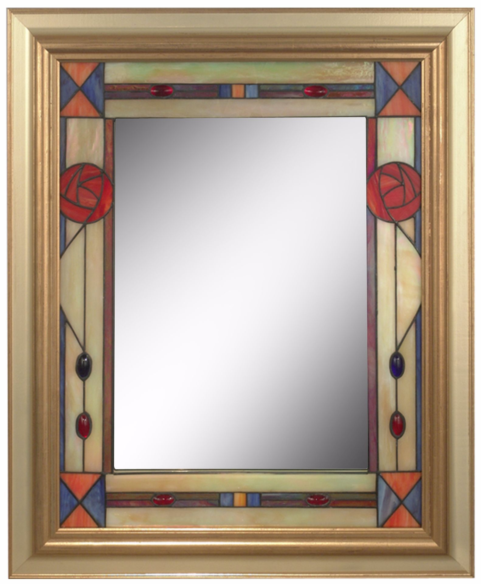 Dale Tiffany Rose Mission 34" High Art Glass Wall Mirror