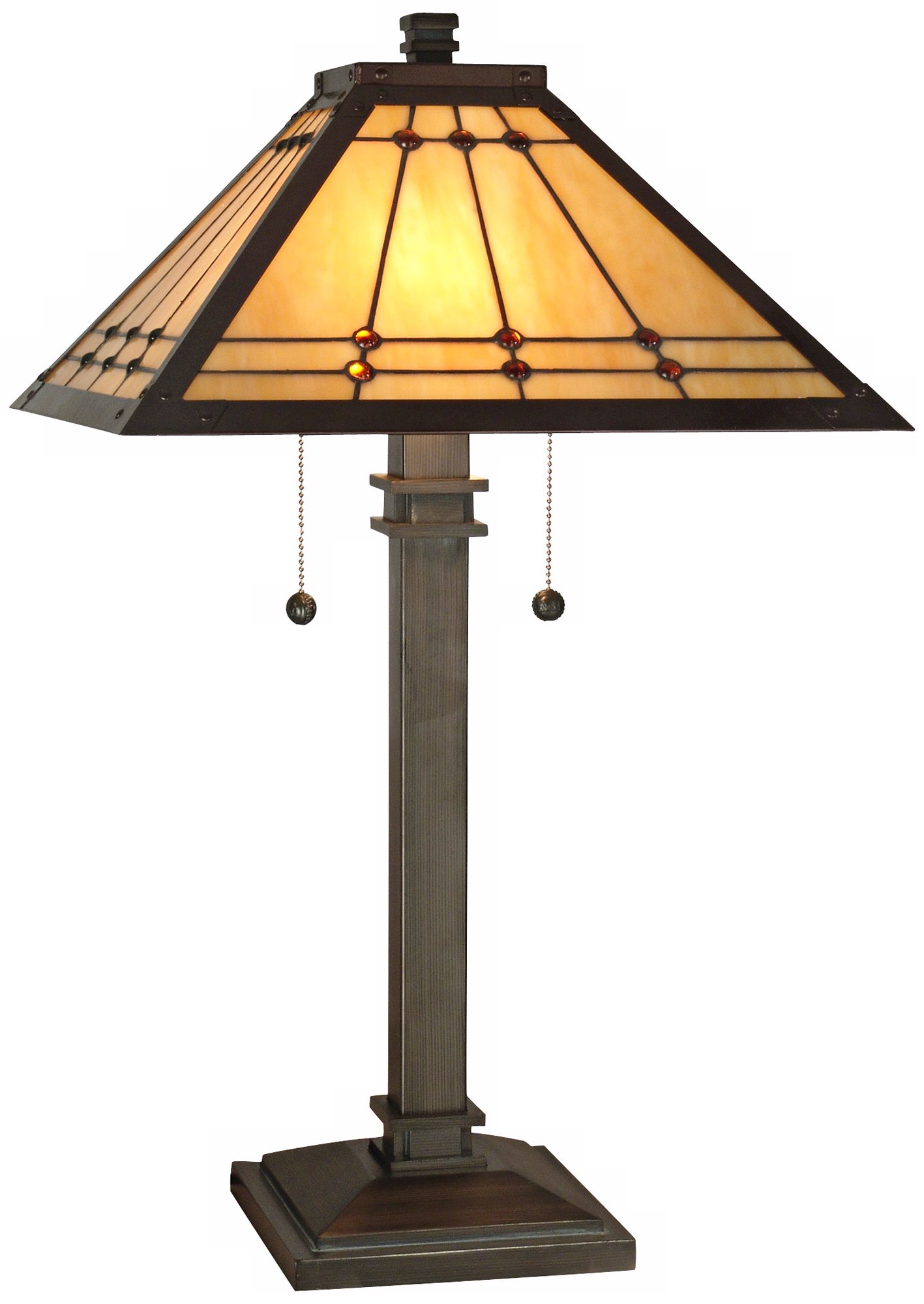 Dale Tiffany Jeweled Mission Mica Bronze Table Lamp