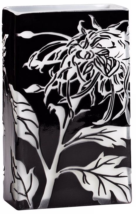 Wild Dandelion Small Black and White Glass Vase