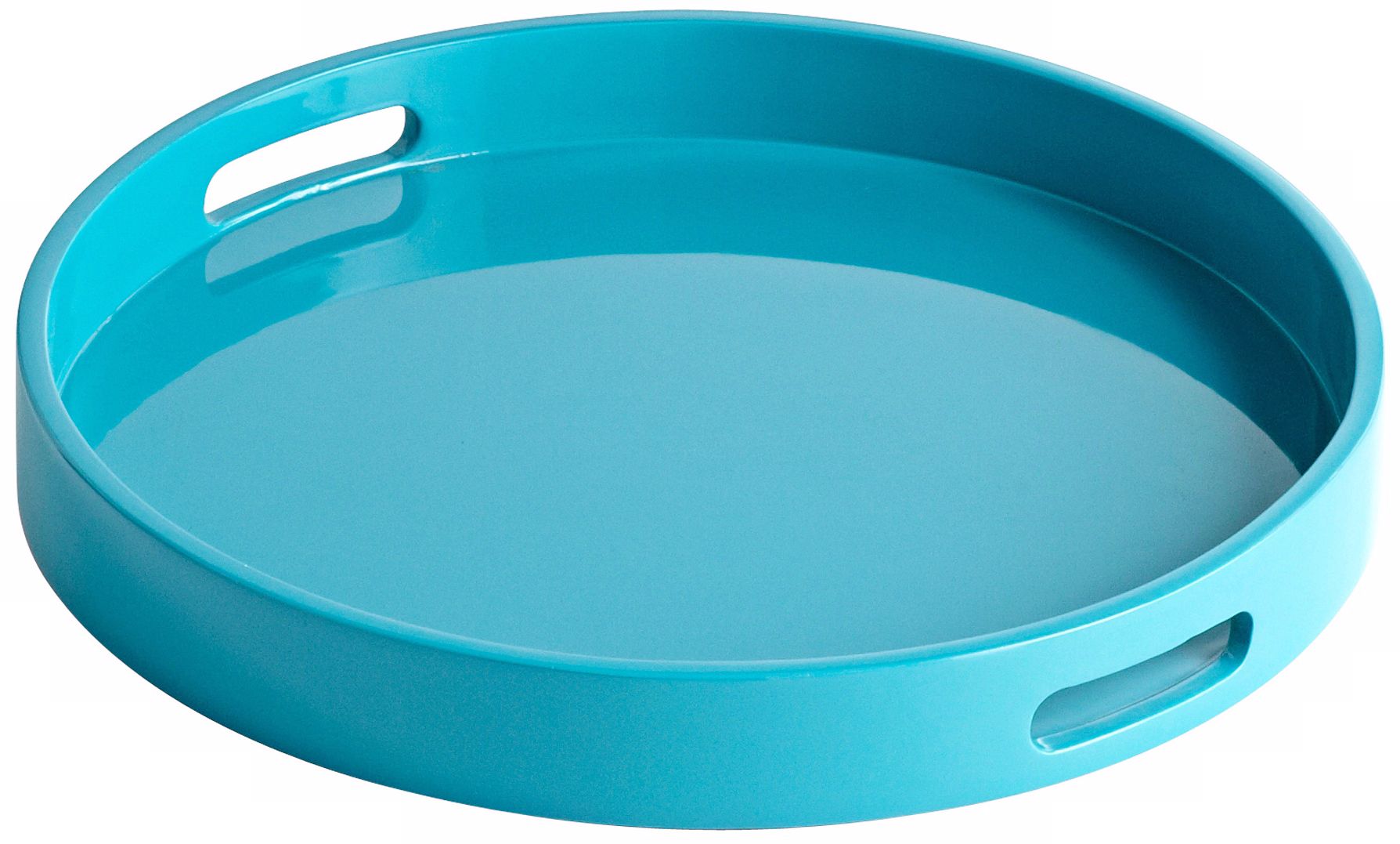 Estelle Teal Small Round Wood Tray