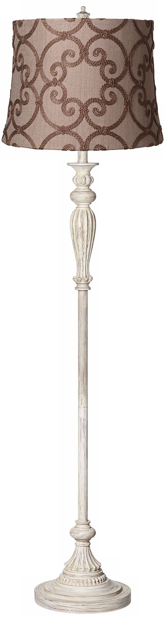Leiden Taupe Shabby Chic Antique White Floor Lamp