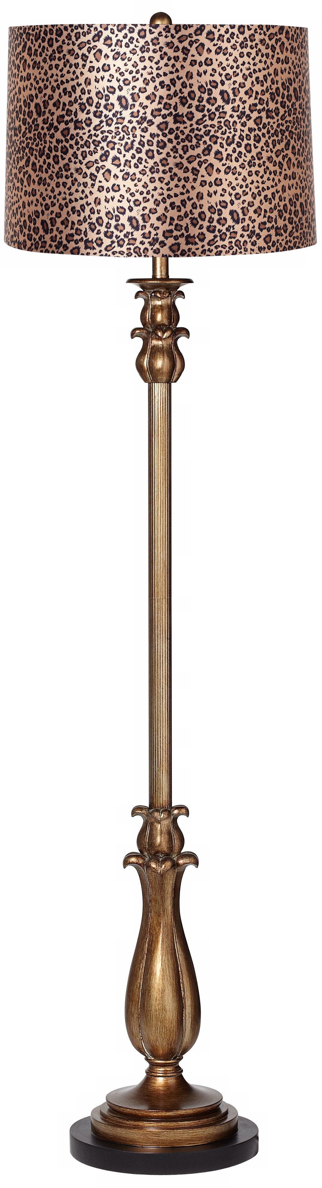 Leopard Print Shade Dark Gold Tulip Floor Lamp