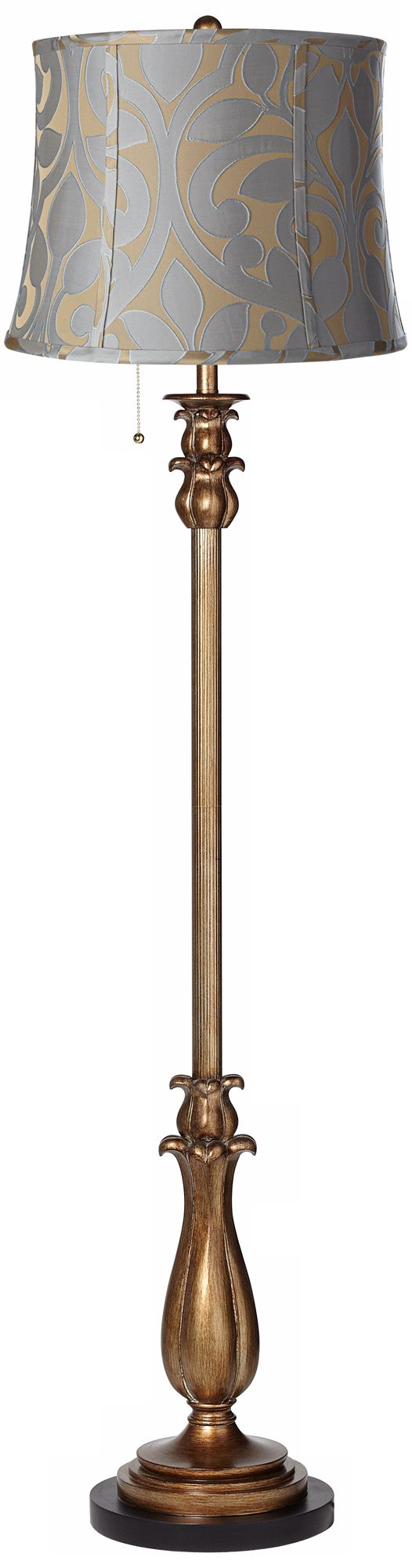 Lillian Floral Shade Dark Gold Tulip Floor Lamp Base