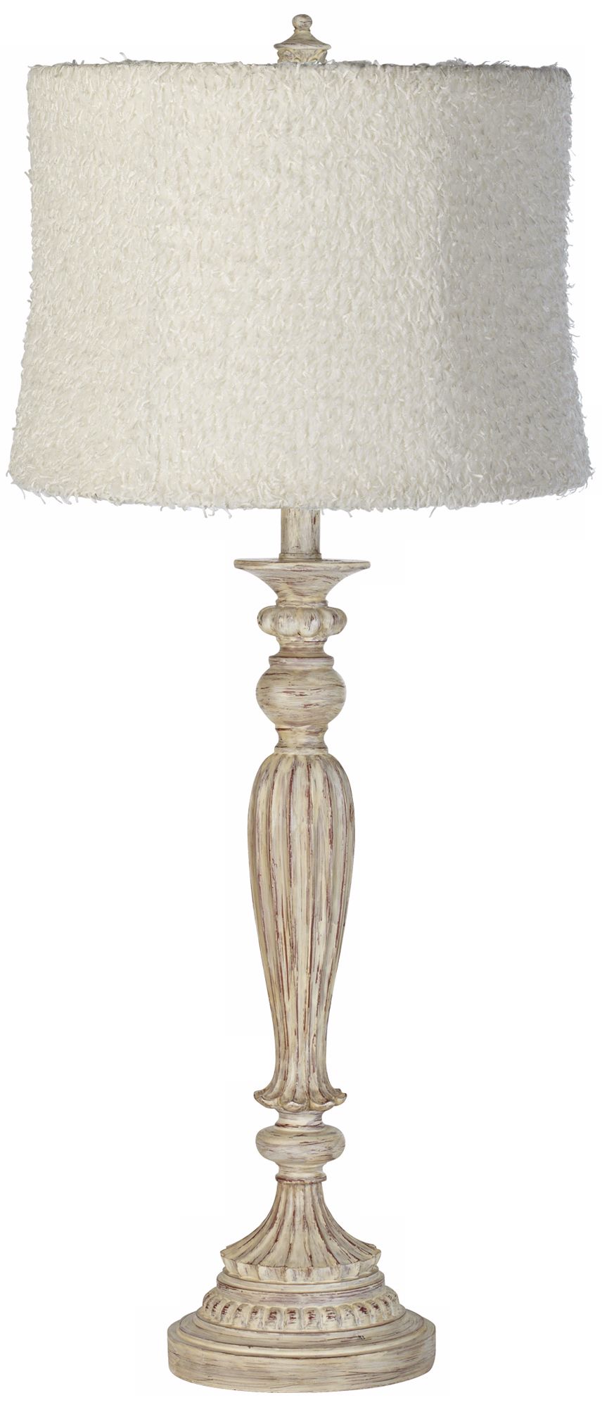 Creamy Coral Shade White Fluted Table Lamp