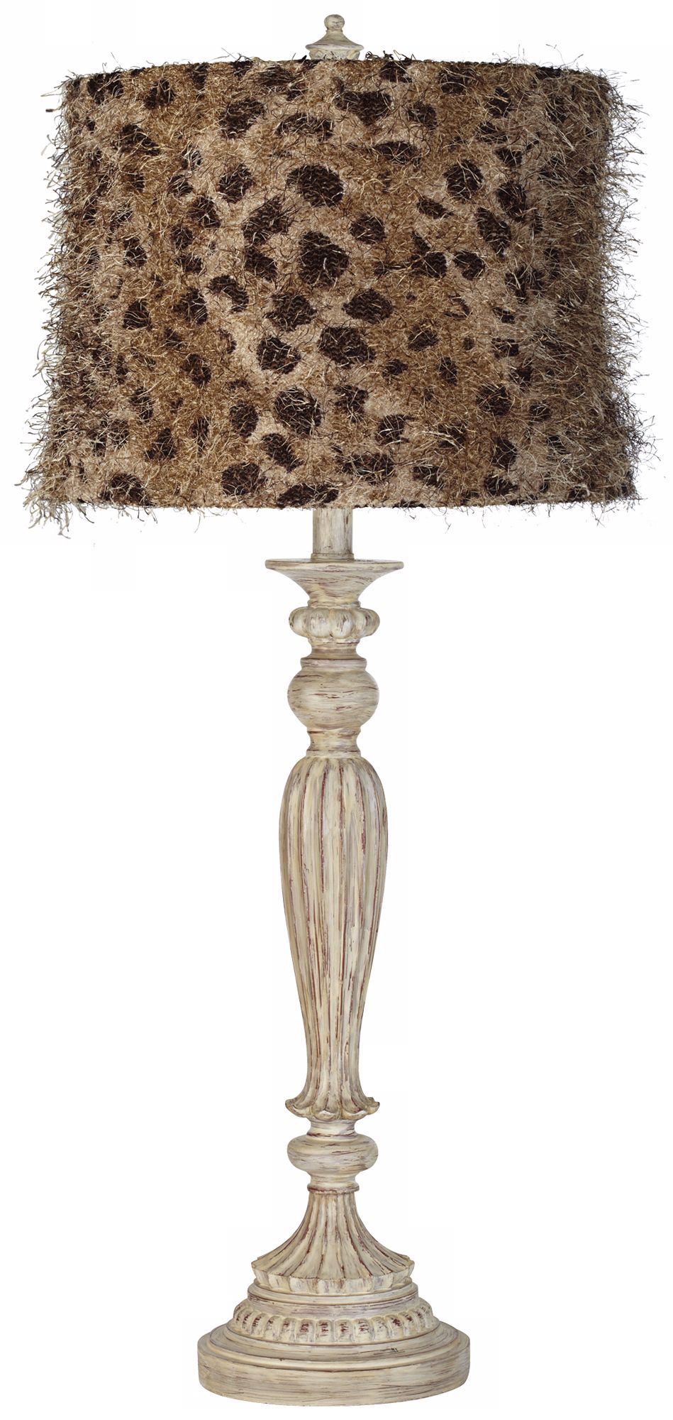 Leopard Shag White Fluted Table Lamp