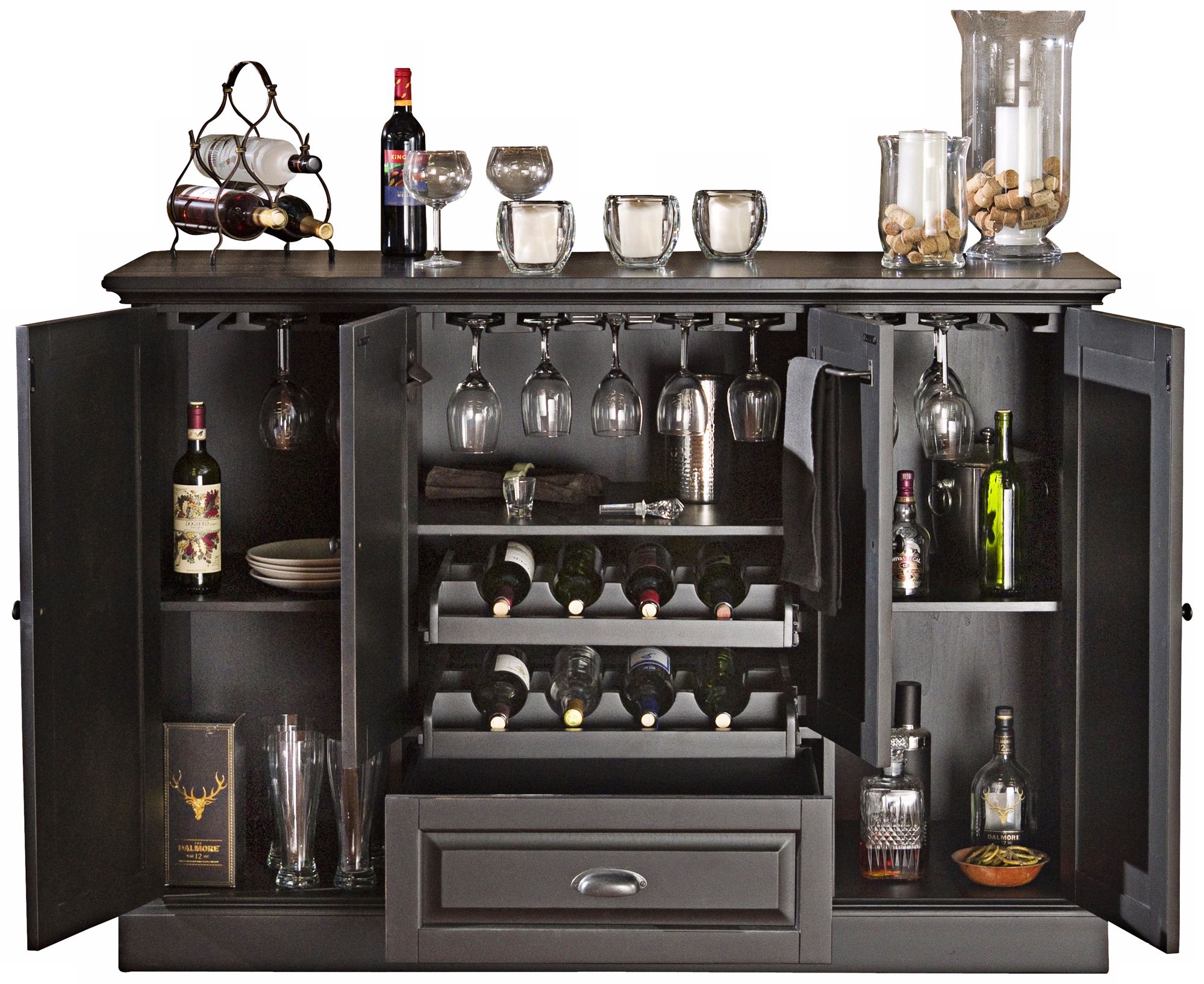 American Heritage Carlotta Antique Black Bar Cabinet