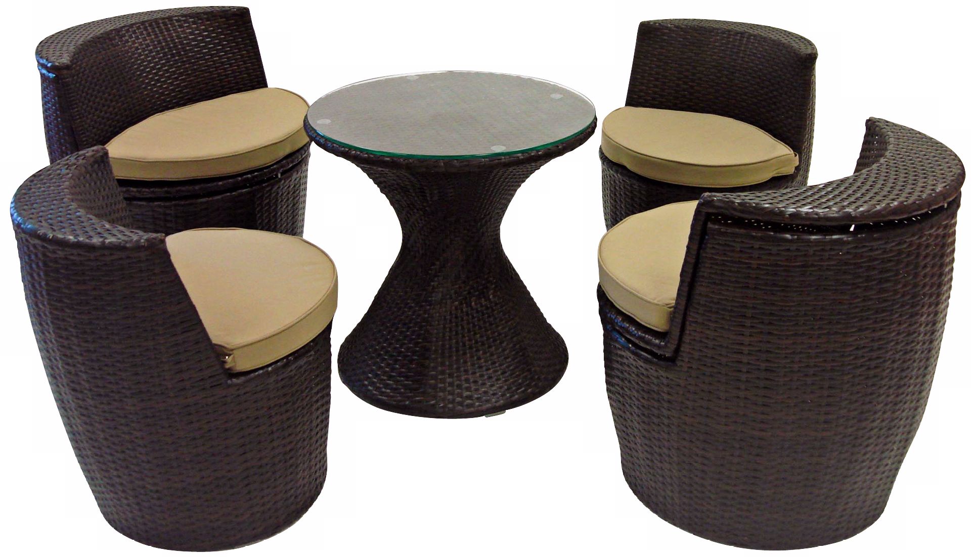 Hudson Brown Rattan 5-Piece Outdoor Dining Set