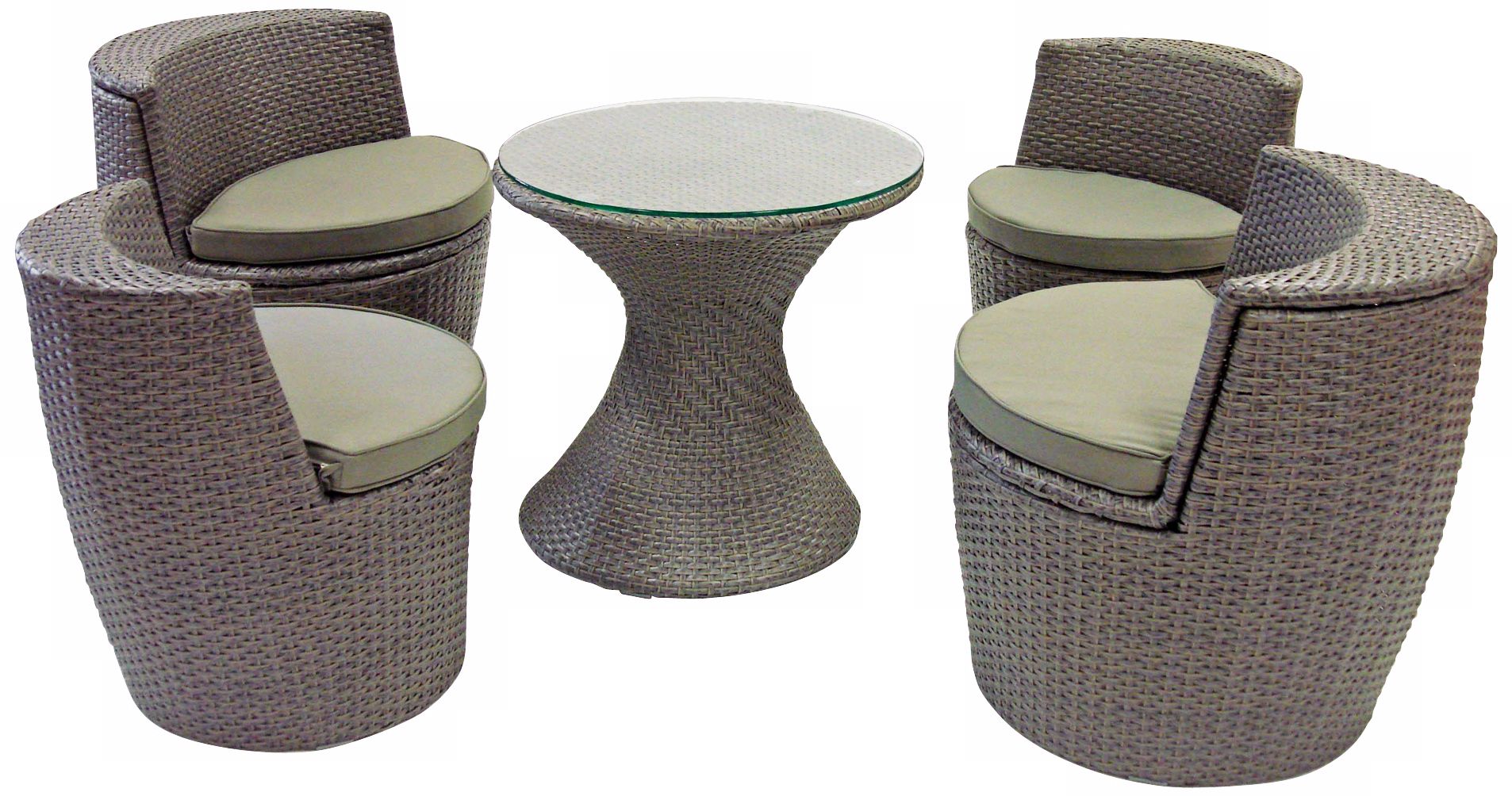 Hudson Grey Rattan 5-Piece Outdoor Dining Set