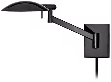 Sonneman Perch Black Brass Plug-In Pharmacy Wall Lamp